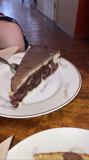 Donauwelle: fluffy, creamy and fruity. Well balanced   at V-Cake Cafe in Dresden