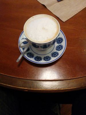 Almond milk capuccino at V-Cake Cafe in Dresden
