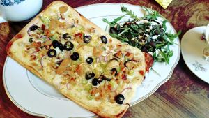 Some kind of pizza :) at V-Cake Cafe in Dresden