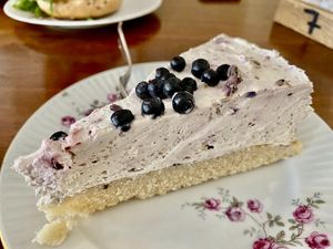 Berry and lavender cake at V-Cake Cafe in Dresden