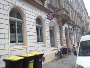 Outside at V-Cake Cafe in Dresden