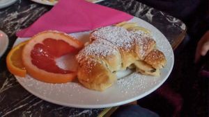 Vegan croissant with chocolate and banana at Chaostheorie in Berlin