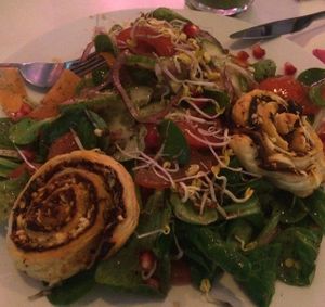 salad with pizza rolls  at Chaostheorie in Berlin