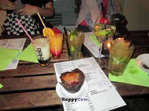 A selection of cocktails and a muffin. at Chaostheorie in Berlin