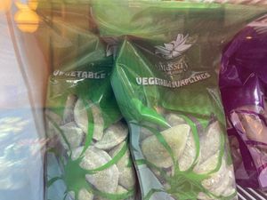 Frozen dumplings (in freezer) at Vanessa's Dumpling House in New York City