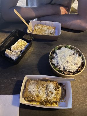 Two Musakas, "feta cheese" and garden salad  at MuSaKa in Thessaloniki