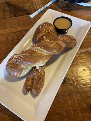 Pretzels with beer mustard   at Vintage Brewing Co in Sauk City