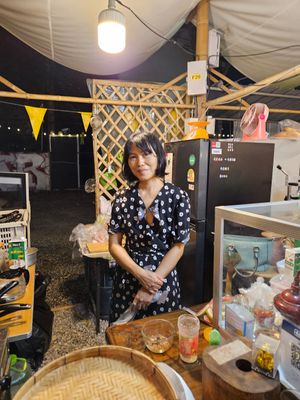 The owner, who is very sweet at Lanna Square Vegan in Chiang Mai