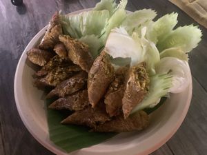 Northern Thai sausage   at Lanna Square Vegan in Chiang Mai