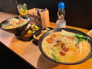 Vegan Miso Ramen and Vegan Tantanmen Ramen with Teriyaki Tofu at Kukku Ramen in Ulm