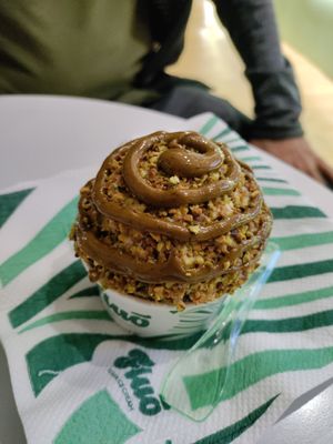 Pistachio on vanilla soft serve at Fluo in Belgrade