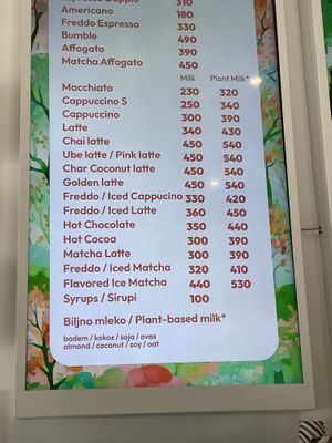 Cow milk as an option for coffees   at Fluo in Belgrade