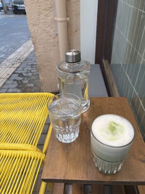 Hot matcha latte   at Tiny Rebels in Crete