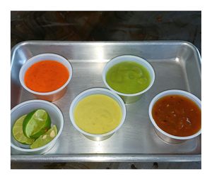 Dipping Salsas at Taqueria La Esquina in Tucson