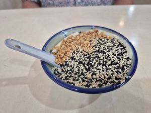 Topped with sesame and peanuts at Wan Chee Beancurd in Ipoh