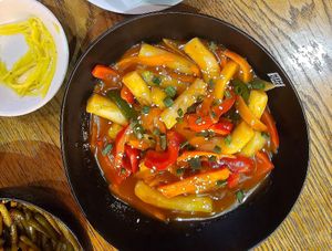 Tokpokki and miso (the latter might be not vegan) at Kim Chi in Almaty