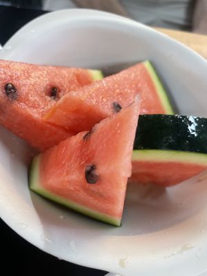 Watermelon served on the house. What a lucky day!   at Kong Dyak Kong Dyak - 콩댝콩댝 in Gyeonggi-do