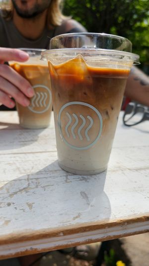 Oat milk iced latte at Smooch Coffee Stand in Sapporo