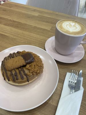 Salted caramel donut with lotus biscuit topping   at La Donuteria in Dubai