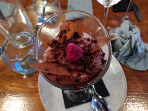 Dessert chocolat et framboise at Lipouz Restaurant in Morlaix