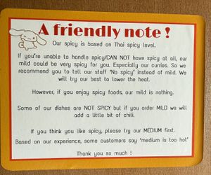 A friendly note!   at Chan Chao in Petaluma