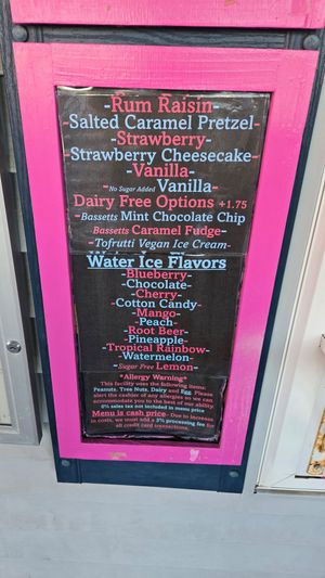 July 2025 menu at Frosty Falls  in Bridgeport