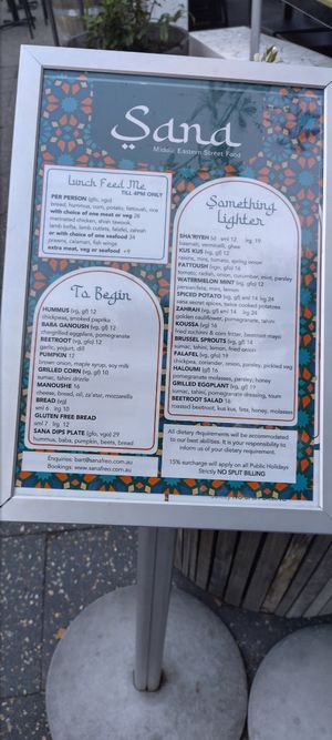  at Sana Middle Eastern Restaurant in Fremantle