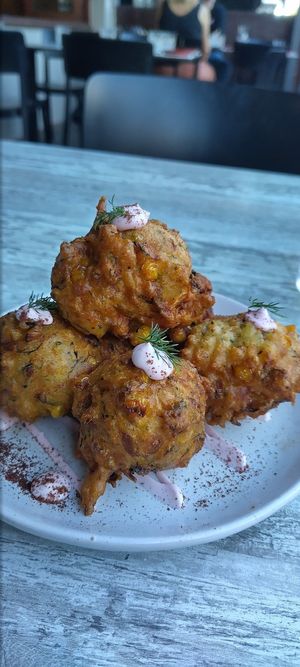 Koussa - zucchini and corn fritters at Sana Middle Eastern Restaurant in Fremantle