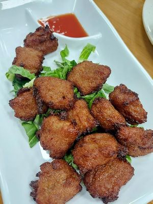 Chicken nuggets at Veggie Heaven in Somerset