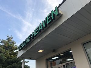 Front door   at Veggie Heaven in Somerset