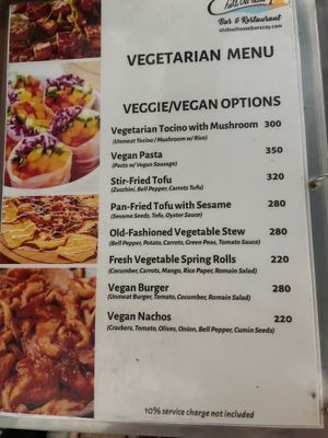 Vegan menu  at Chill Out Hostel in Boracay