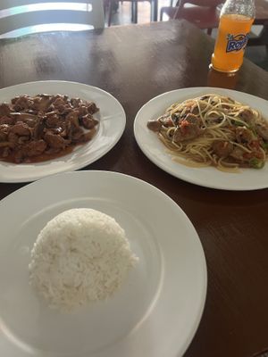 Vegan Tocino and Vegan Pasta  at Chill Out Hostel in Boracay