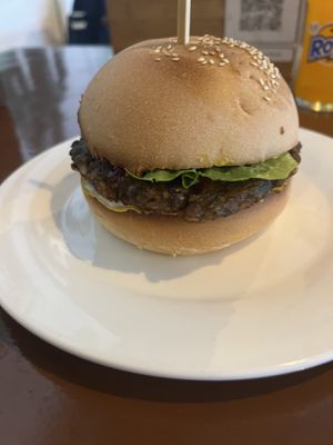 Vegan burgerr  at Chill Out Hostel in Boracay