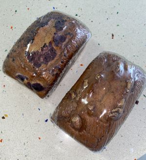 Raspberry and Walnut banana breads   at Bluto's Banana Bread in Mossman