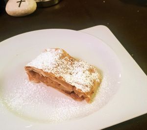 Apple strudel (vegan) at Hotel Liberty in Levico Terme
