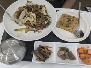 Bulgolgi + soy sheets (and bonus sides) at Loving Hut - Real Love in Seoul