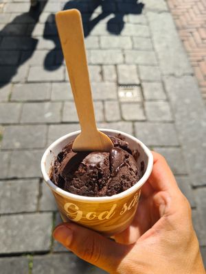 Dark chocolate sorbet at Choco Delight in Amsterdam