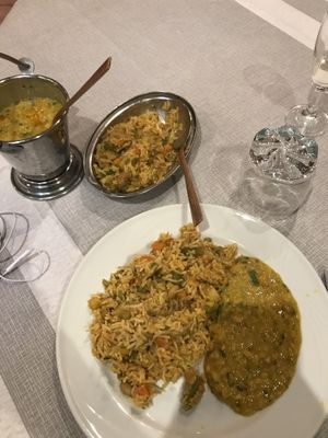 Rice with veggies, spicy lentils  at Gandhi in Padua