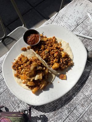 Soyrizo, tofu and potato tacos  at Kerbey Lane Cafe - Central in Austin