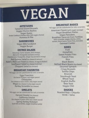 Ask for the separate vegan menu  at Kerbey Lane Cafe - Central in Austin