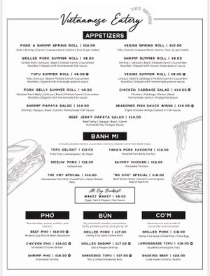 Menu   at Two Sisters in Ventnor City