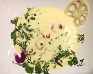 Turmeric Trio mushroom soup at Herb in Chicago