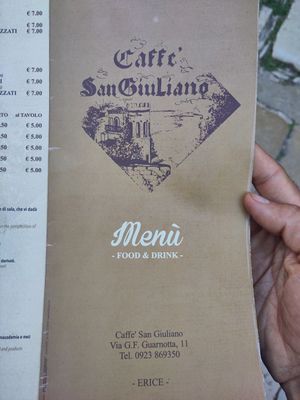 Front page menù at Caffe San Giuliano in Erice