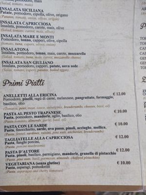 Salads, pasta at Caffe San Giuliano in Erice