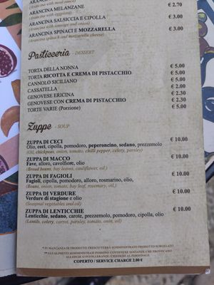 Soups chickpeas and other legumes at Caffe San Giuliano in Erice