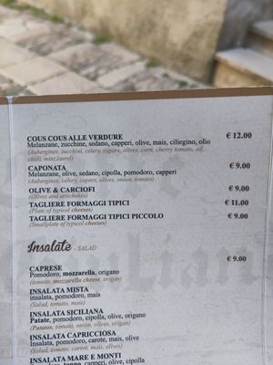 Caponata, cous cous at Caffe San Giuliano in Erice