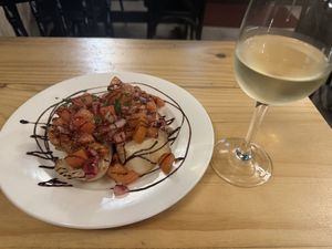 Bruschetta on non Italian bread   at The Fox and Hounds Historic Hotel in Port Arthur
