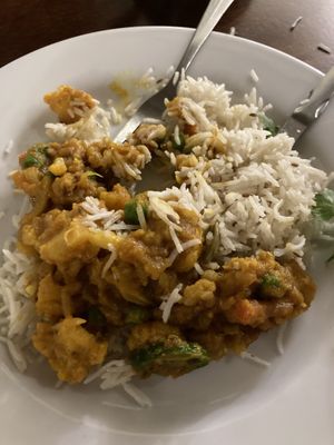 Entrees come with basmati  at Clay Pit in Austin