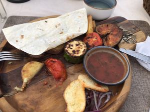 #59- grilled veggies and potatoes with rice.  at Old Terrassa in Khiva