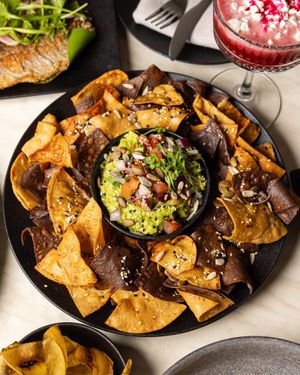 Totopos and Guacamole at Nopales Mexican Newport in Newport